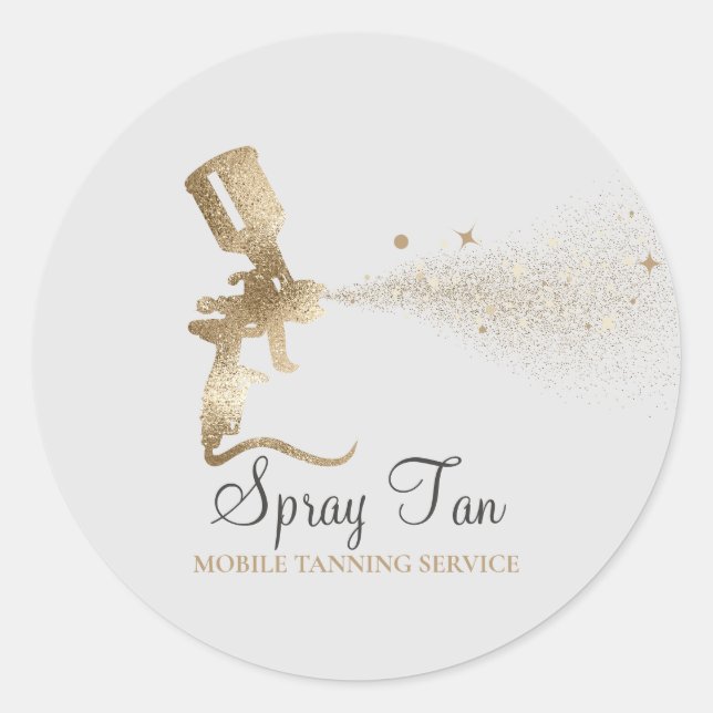 Spray Tan Mobile Tanning Air Brush Gold Makeup Runder Aufkleber (Vorderseite)