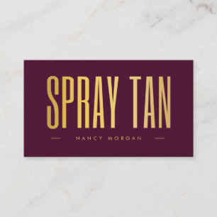 Spray Tan QR Code & Logo Bordeaux und Gold Visitenkarte