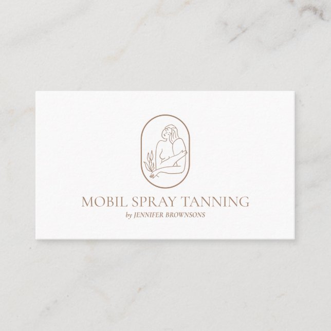 Spray Tanning Boho Body Skincare Frau Logo Visitenkarte (Vorderseite)