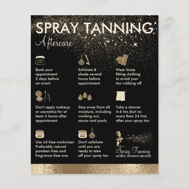 Spray Tanning Bronze Body Paint Aftercare Tipps Flyer (Hinten)