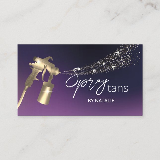 Spray-Tanning für Lila und goldene Pflege Visitenkarte (Vorderseite)