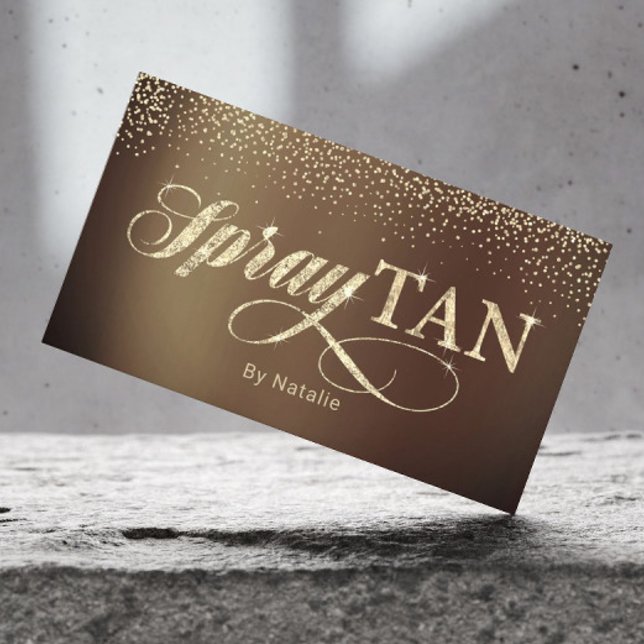 Spray Tanning Moderne Gold Typografie Visitenkarte (Von Creator hochgeladen)