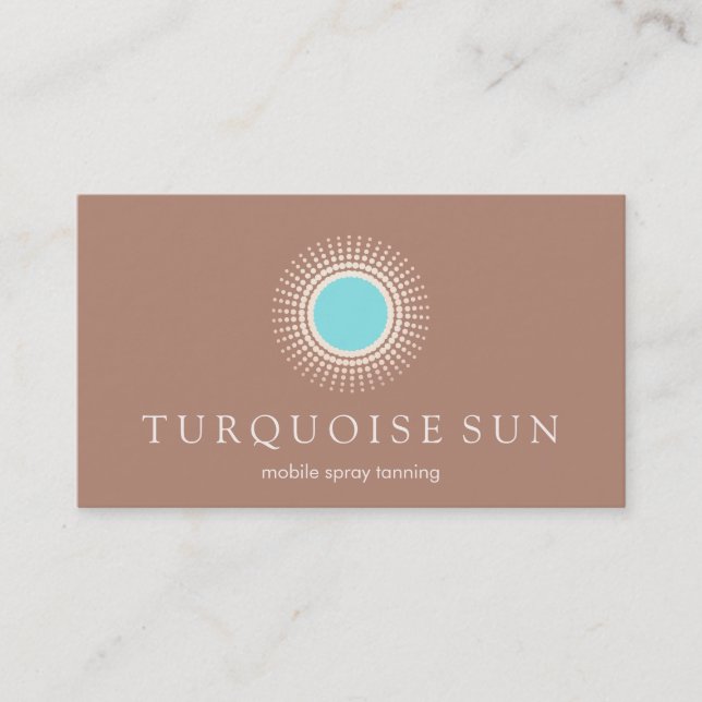 Spray Tanning Tan und Türkis Sun Logo Visitenkarte (Vorderseite)