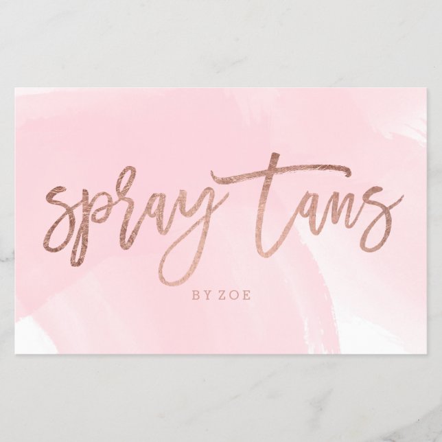 Spray tans Logo elegante Rose Goldtypografie pink Flyer (Vorne)