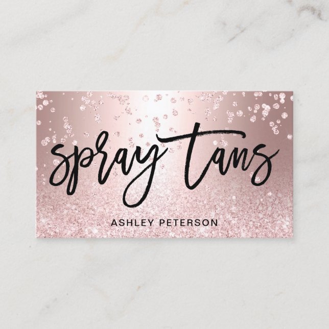 Spray tans Rose Gold Glitzer Metallkonfetti Visitenkarte (Vorderseite)