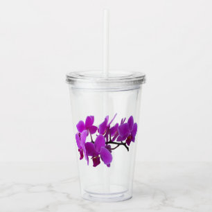 Spray von lila Orchideen auf einem Acrylglas Acryltrinkbecher