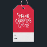 Spread Christmas Cheer Hand Lettered Red Holiday Geschenkanhänger<br><div class="desc">Mit diesem modernen und skurrilen Weihnachtsgeschenk-Tag mit handgeschriebener Typografie,  Schneemuster mit rotem Hintergrund. Dieses Design ist in anderen Farben erhältlich.</div>