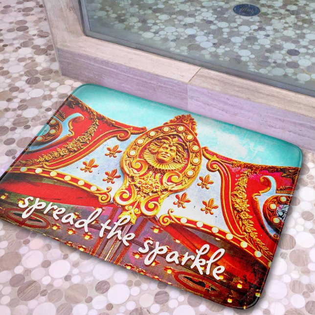 Spread der Sparkle Quote Red Gold Karussell Gesich Badematte (Von Creator hochgeladen)