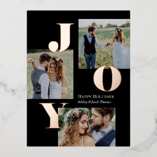 Spread Joy Editable Color Foil Holiday Postkarte