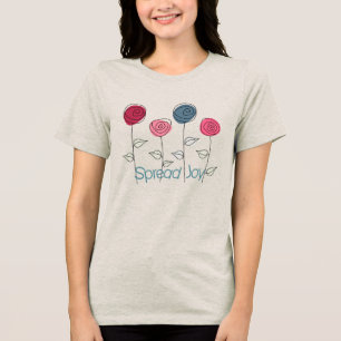 Spread Joy Pink Blue Blumen Tri-Blend Shirt