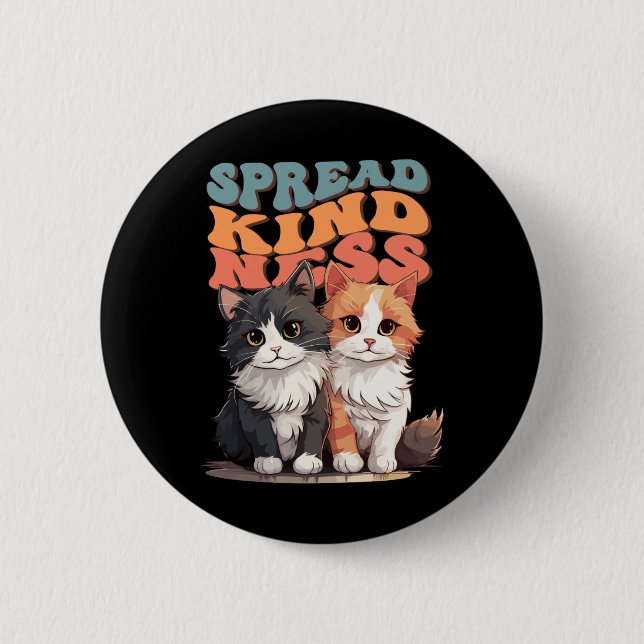 Spread Kindness - Adorable Cat Duo Design Sticker Button (Vorderseite)