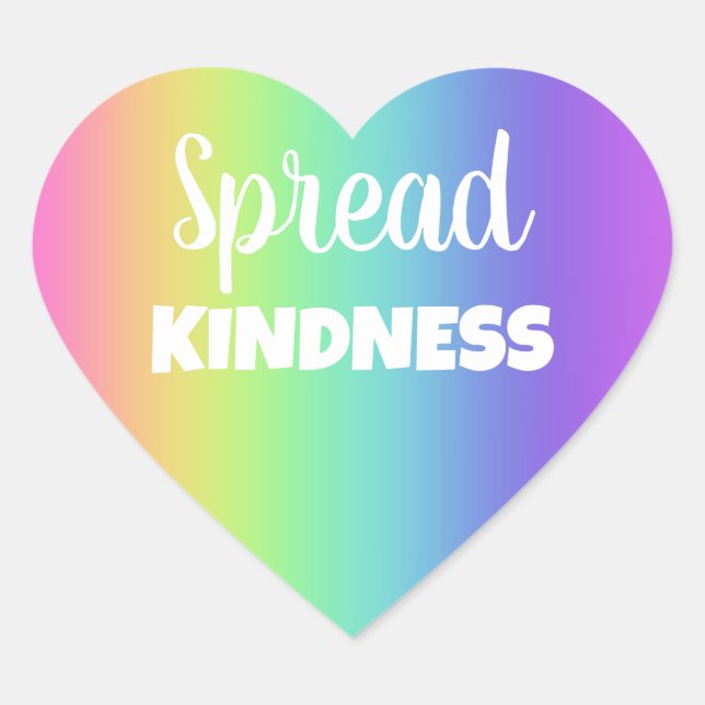 Spread Kindness Rainbow Herz-Aufkleber (Vorderseite)