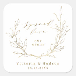 Spread Liebe Gold schlichter, eleganter Kranz Quadratischer Aufkleber