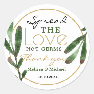Spread Liebe Greenery Sanitizer Wedding Vielen Dan Runder Aufkleber