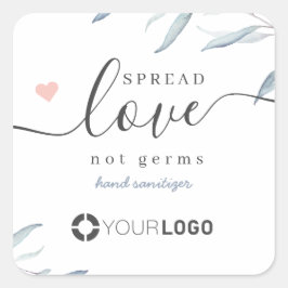 Spread Liebe Hand Sanitizer Blue Greenery Logo Quadratischer Aufkleber