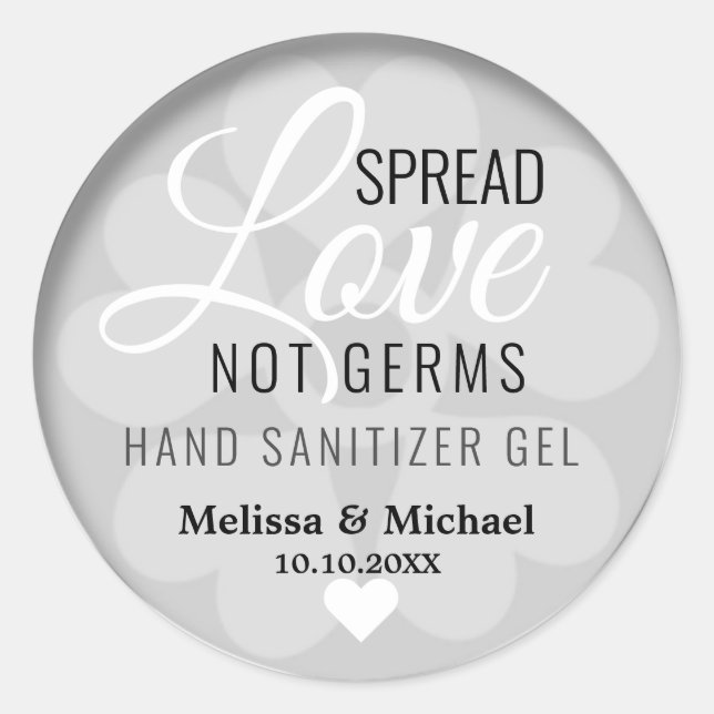 Spread-Liebe Hand Sanitizer Gastgeschenk Hochzeit  Runder Aufkleber (Vorderseite)