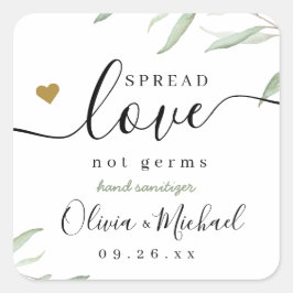 Spread Liebe Hand Sanitizer Grüne Gastgeschenk Hoc Quadratischer Aufkleber