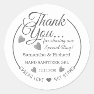 Spread Liebe Hand Sanitizer Silver Vielen Dank Runder Aufkleber