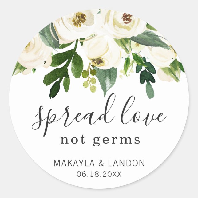 Spread-Liebe nicht Germs Bloral Elegante Hochzeit Runder Aufkleber (Vorderseite)