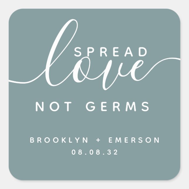 Spread-Liebe nicht Germs Hand Sanitizer Quadratischer Aufkleber (Vorderseite)