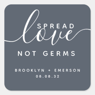 Spread-Liebe nicht Germs Hand Sanitizer Quadratischer Aufkleber