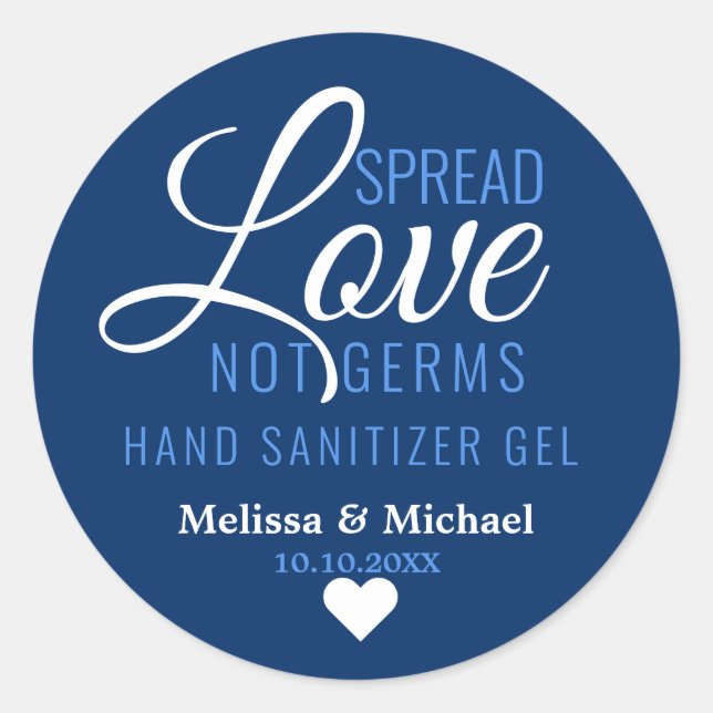Spread-Liebe Nicht Germs Sanitizer Blue Gastgesche Runder Aufkleber (Vorderseite)