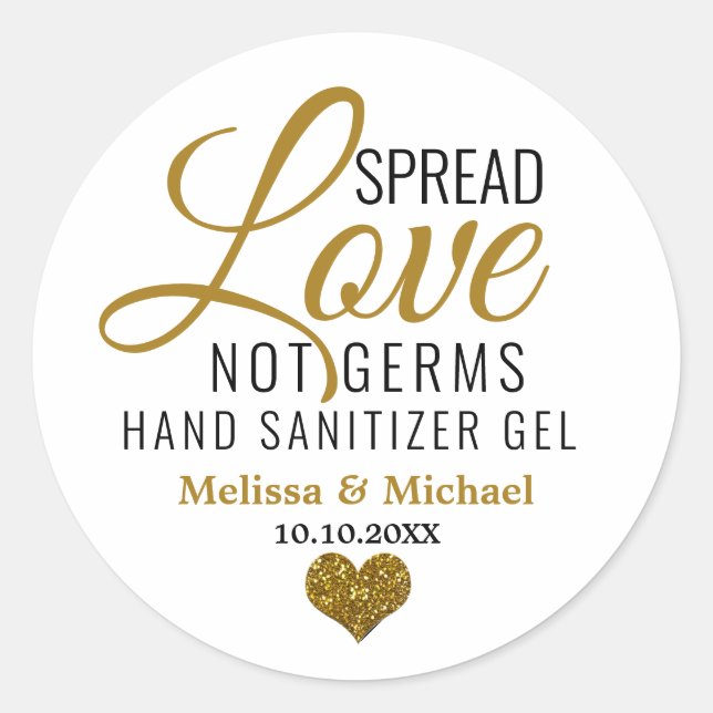 Spread-Liebe Nicht Germs Sanitizer Goldenes Herz Runder Aufkleber (Vorderseite)