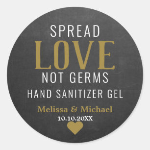 Spread-Liebe Nicht Germs Sanitizer Hochzeitskhalkb Runder Aufkleber