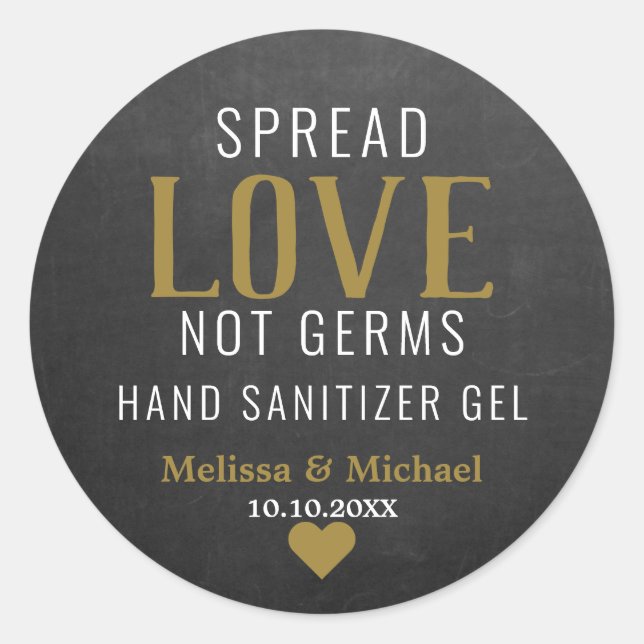 Spread-Liebe Nicht Germs Sanitizer Hochzeitskhalkb Runder Aufkleber (Vorderseite)