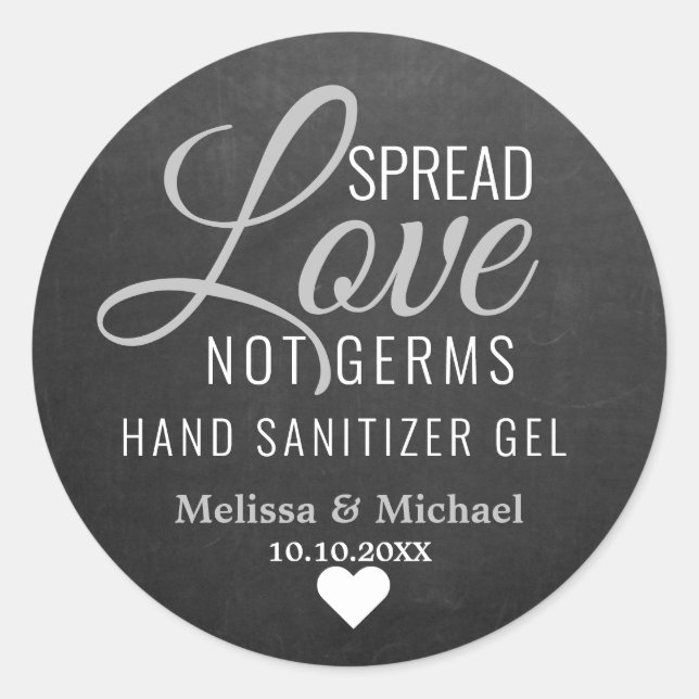 Spread-Liebe Nicht Germs Sanitizer Hochzeitskhalkb Runder Aufkleber (Vorderseite)