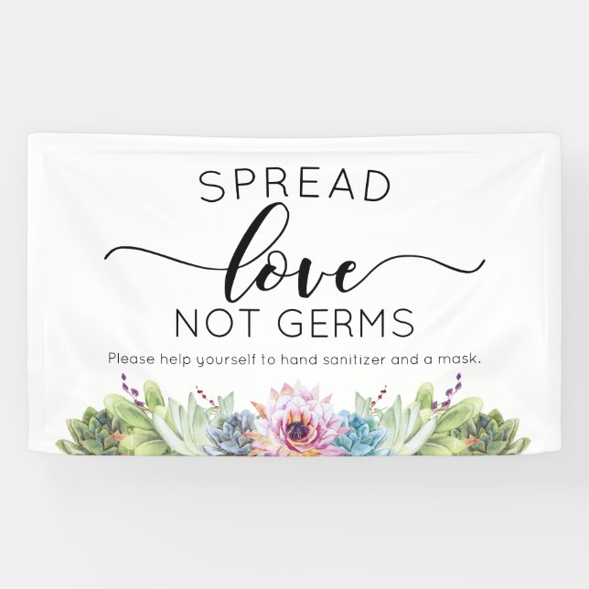 Spread-Liebe Nicht Germs Sukkuläres Wasserfarbenba Banner (Horizontal)