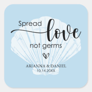 Spread-Liebe nicht Germs Wedding Hand Sanitizer Quadratischer Aufkleber