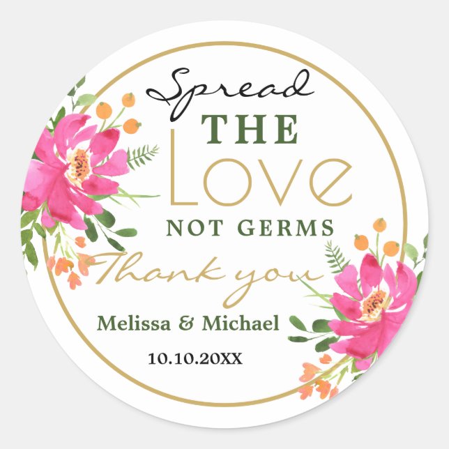 Spread Liebe Sanitizer Floral Wedding Vielen Dank Runder Aufkleber (Vorderseite)
