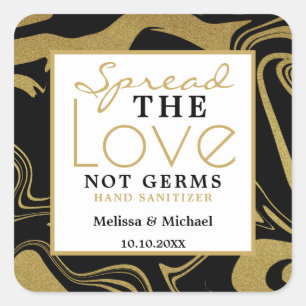 Spread Liebe Schwarz und Gold Hochzeitshandaniker Quadratischer Aufkleber