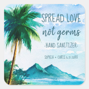 Spread Liebe Tropical Beach Hochzeit Gefallen Quadratischer Aufkleber
