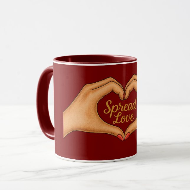 Spread Love Heart Hands Gold Combo Mug Tasse (Vorderseite Links)