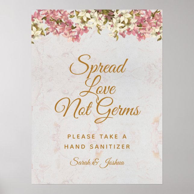 Spread Love Not Germs Pink Orchids Script Wedding Poster (Vorne)
