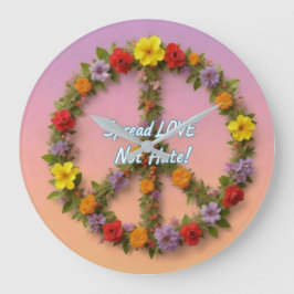 Spread Love Not Hate Große Wanduhr