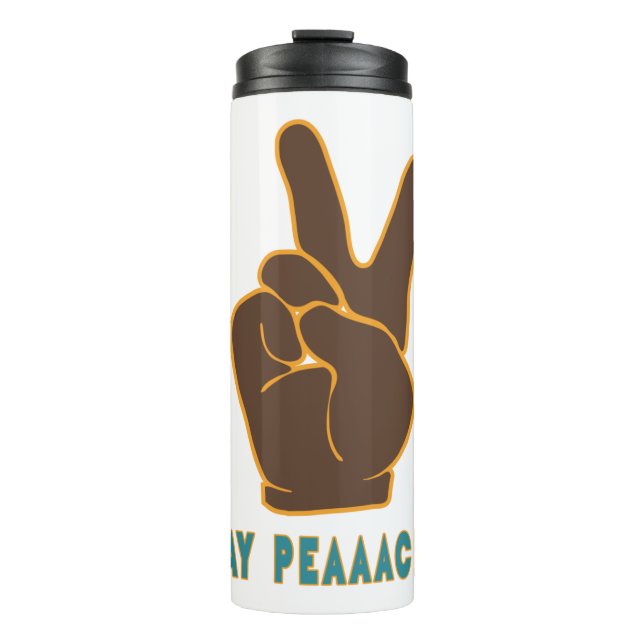 Spread Peace Not Fee Hand Sign Thermosbecher (Vorderseite)