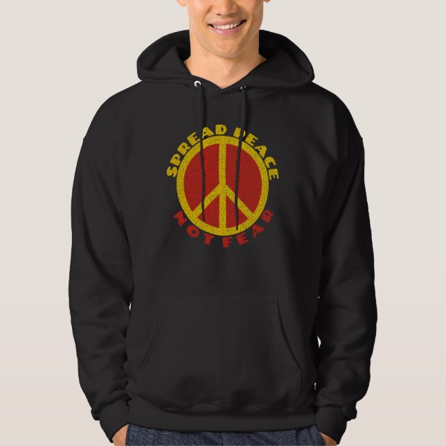 Spread Peace Not Fee Peace Symbol Gelb Rot Hoodie (Vorderseite)