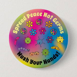 Spread Peace Not Germs Cute Cartoon Germs Button
