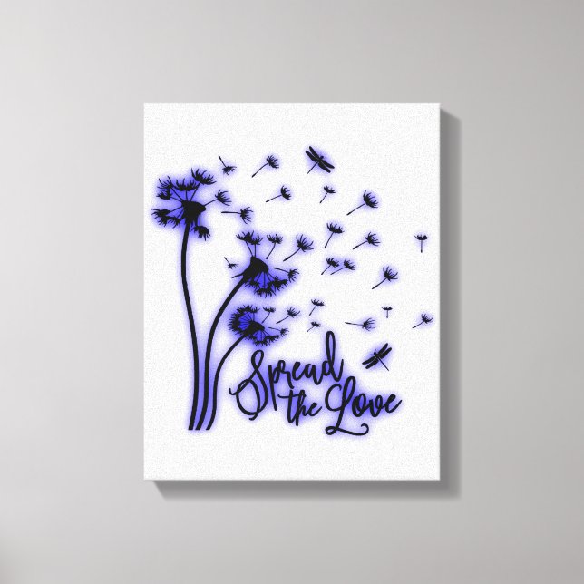 Spread The Love Dandelions and Dragonflies Leinwanddruck (Vorderseite)
