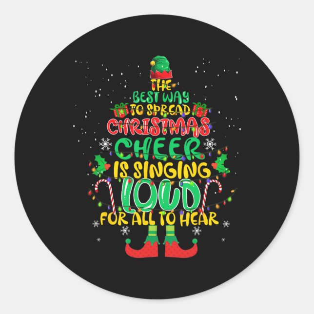 Spread Weihnachtsjubiläum singt laut Weihnachten E Runder Aufkleber (Vorderseite)