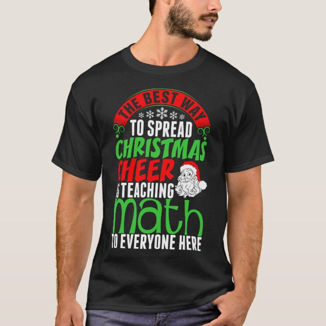 Spread Weihnachtsmann unterrichtet Mathe-T-Shirt T-Shirt (Vorderseite)