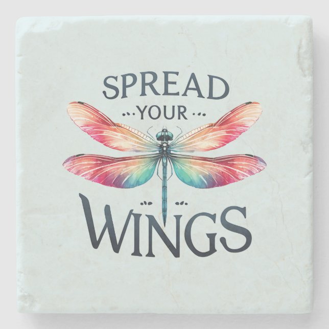 Spread Your Wings - Artistic Dragonfly Steinuntersetzer (Vorderseite)
