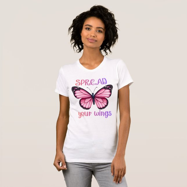 Spread Your Wings – Inspirational Butterfly  T-Shirt (Vorne ganz)