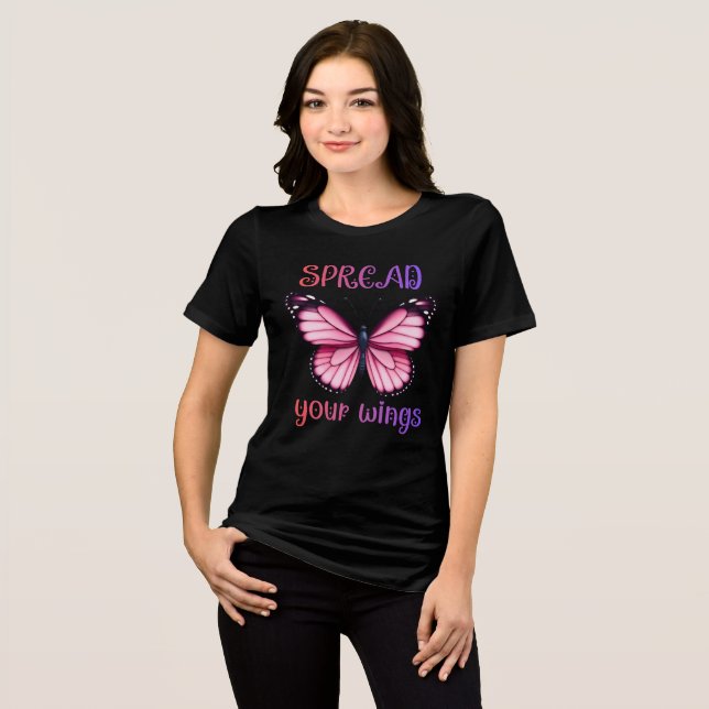 Spread Your Wings – Inspirational Butterfly  Tri-Blend Shirt (Vorderseite voll)