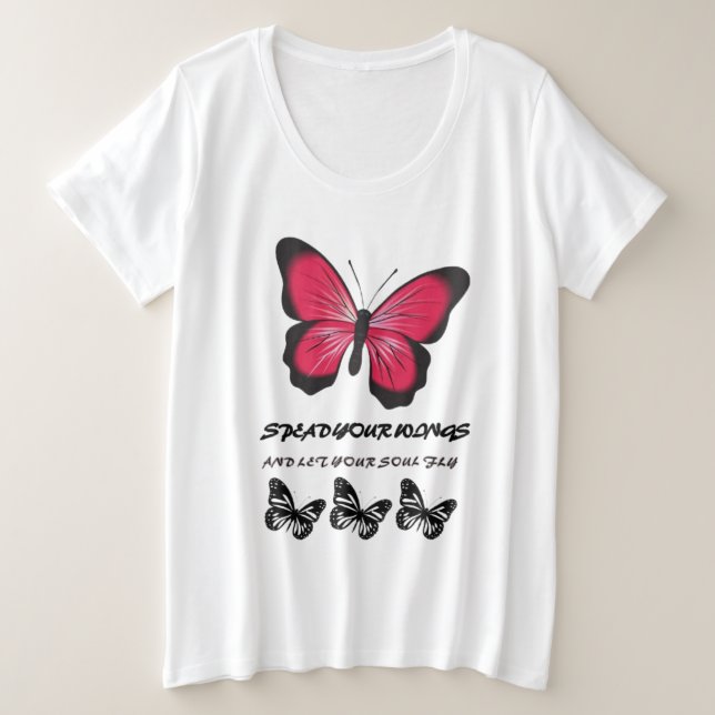 Spread your Wings - Schmetterling Inspiriert Desig Große Größe T-Shirt (Design vorne)