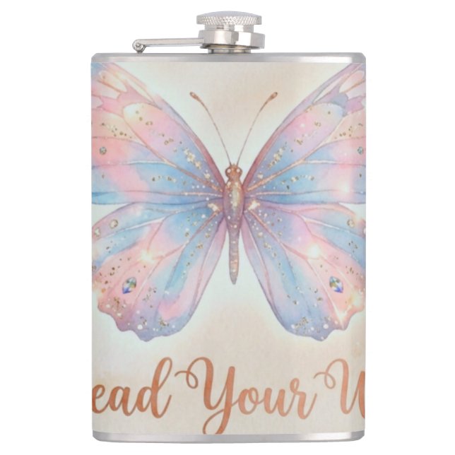 Spread Your Wings Vinyl 🦋Wrapped Flask remains th Flachmann (Vorderseite)