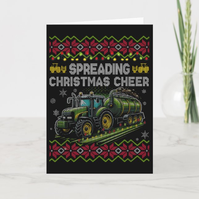 Spreading Christmas Cheer Farming Tractor Ugly Swe Karte (Vorderseite)